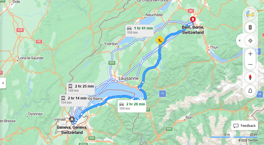 Anreise von Geneva Zu Bern Über e27·Toll on route