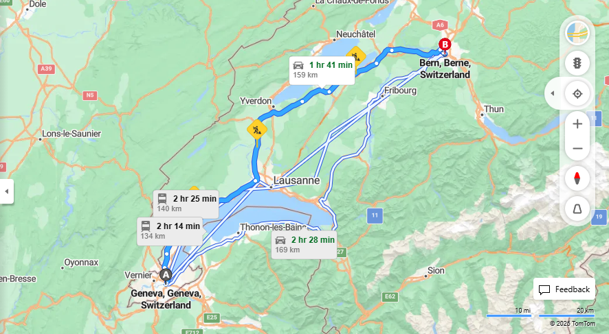 Anreise von Geneva Zu Bern Über E62, E25·Toll on route