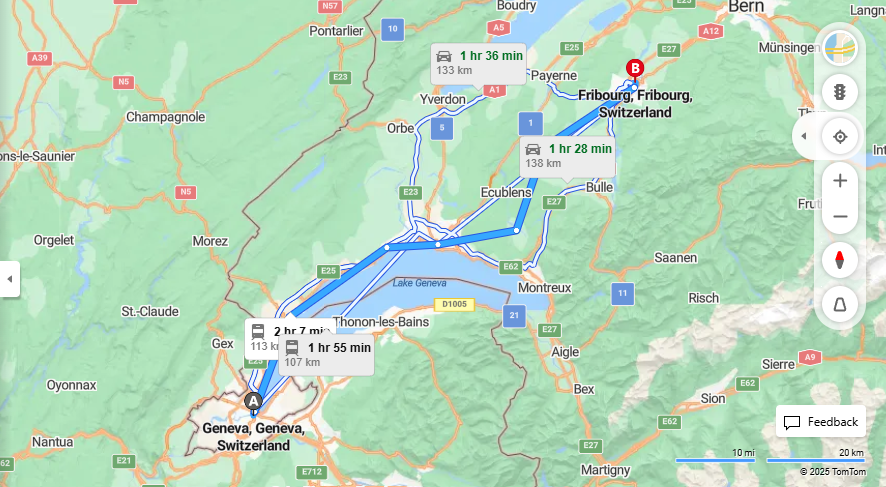 Anreise von Geneva Zu Fribourg Über 

IC


