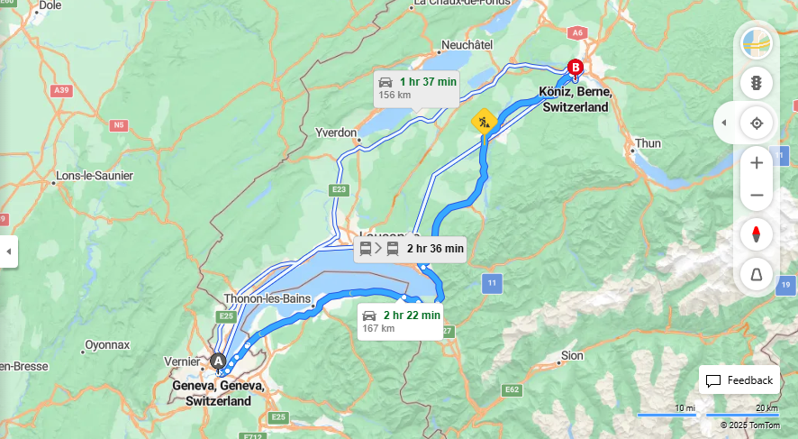 Anreise von Geneva Zu Köniz Über e27·Toll on route