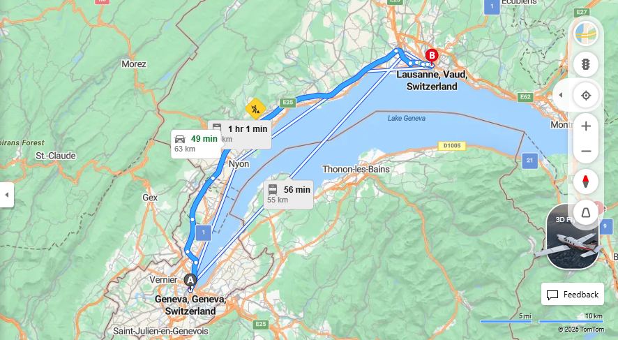 Anreise von Geneva Zu Lausanne Über E62, E25·Toll on route