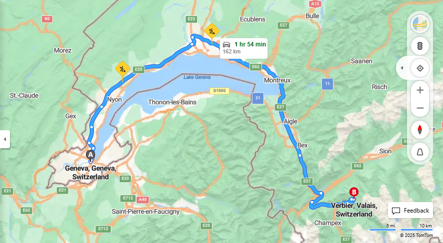 Anreise von Geneva Zu Vernier Über E62, e27·Toll on route