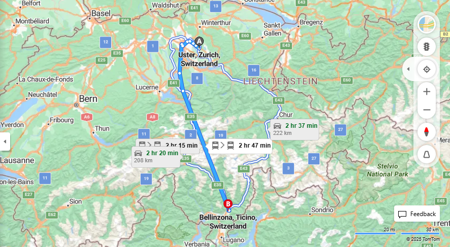 Anreise von Uster Zu Bellinzona Über 

S9

EC


