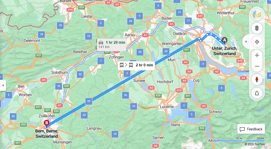 Anreise von Uster Zu Bern Über 

S9

IC1


