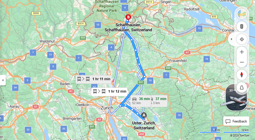 Anreise von Uster Zu Schaffhausen Über 

S9

S12


