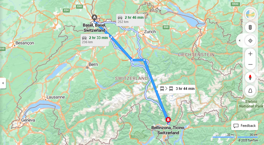 Anreise von Basel Zu Bellinzona Über 

IR26



EC


