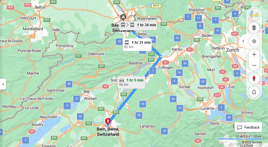 Anreise von Basel Zu Bern Über 

EC


