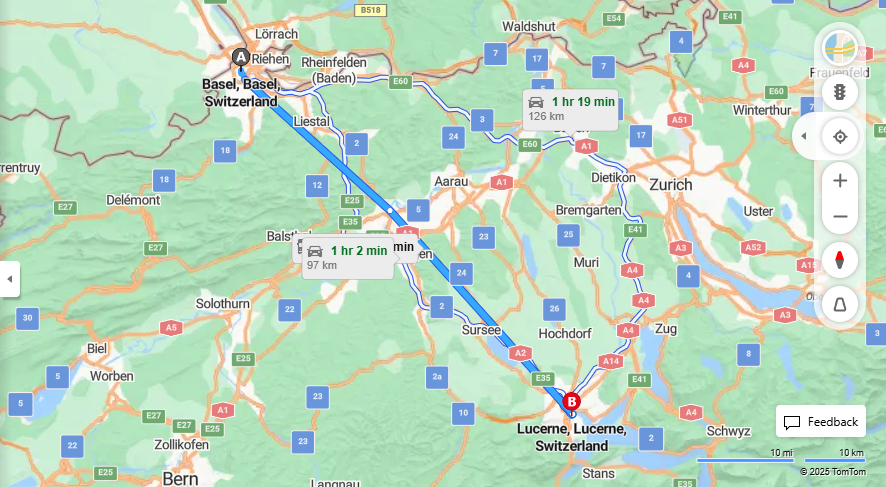Anreise von Basel Zu Lucerne Über 

IR26


