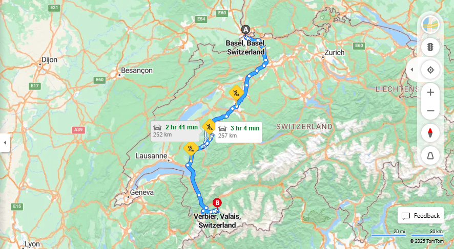 Anreise von Basel Zu Vernier Über e27, Route de la Gruyère·Toll on route