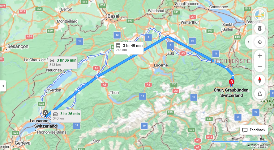 Anreise von Lausanne Zu Chur Über 

IC


