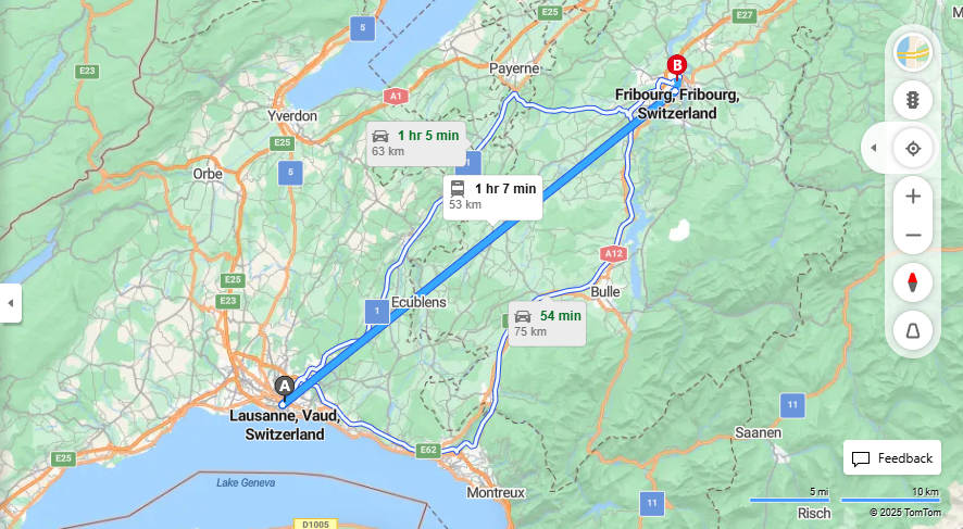 Anreise von Lausanne Zu Fribourg Über 

IC



