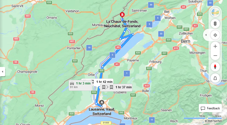 Anreise von Lausanne Zu La Chaux-de-Fonds Über 

IC5

IR66



