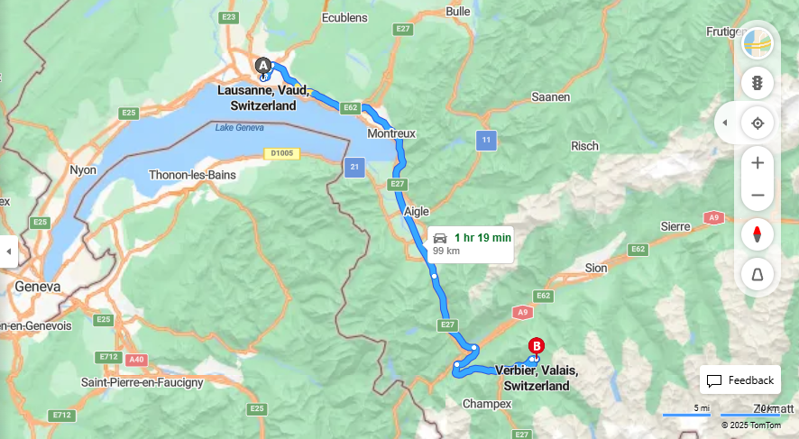 Anreise von Lausanne Zu Vernier Über E62, e27·Toll on route