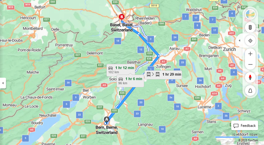 Anreise von Bern Zu Basel Über 

IC61


