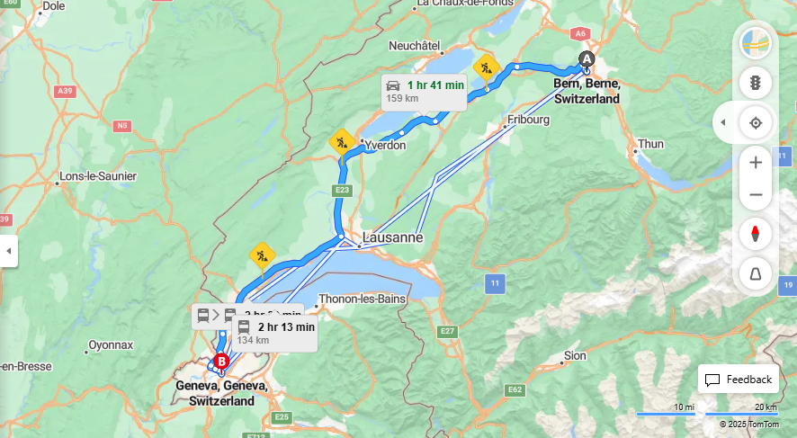 Anreise von Bern Zu Geneva Über E25, Route de Meyrin·Toll on route