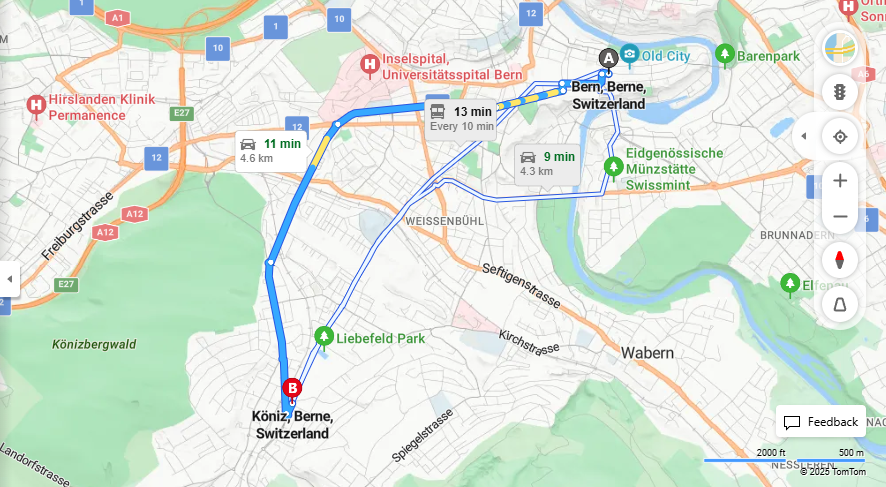 Anreise von Bern Zu Köniz Über 12, Könizstrasse