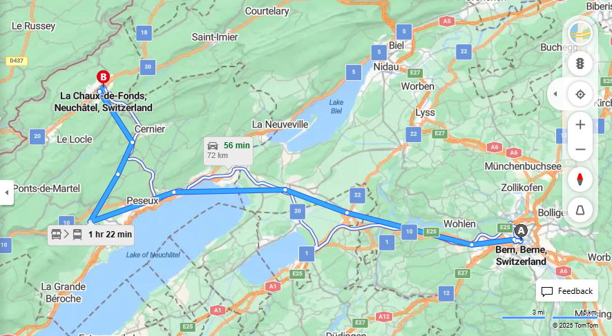 Anreise von Bern Zu La Chaux-de-Fonds Über 

8



IR66



