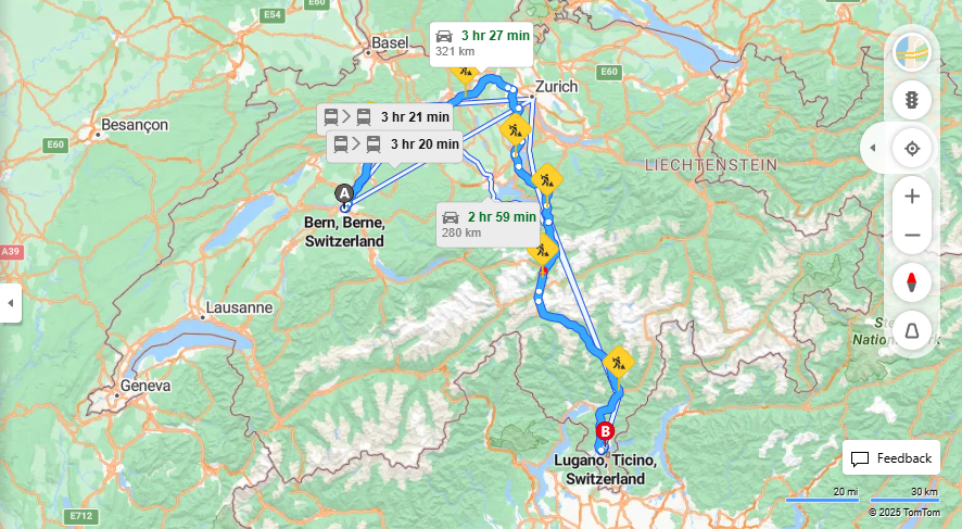 Anreise von Bern Zu Lugano Über E35, E41·Toll on route