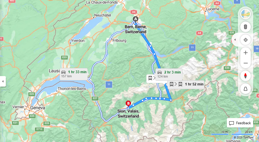 Anreise von Bern Zu Sion Über 

IC8

R91


