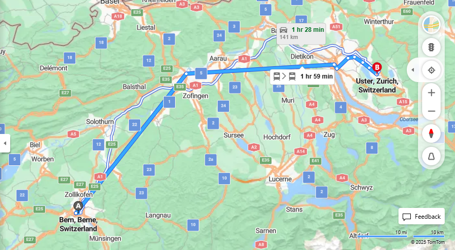 Anreise von Bern Zu Uster Über 

IC8

S9


