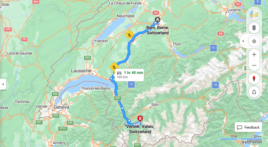 Anreise von Bern Zu Vernier Über e27, E62·Toll on route