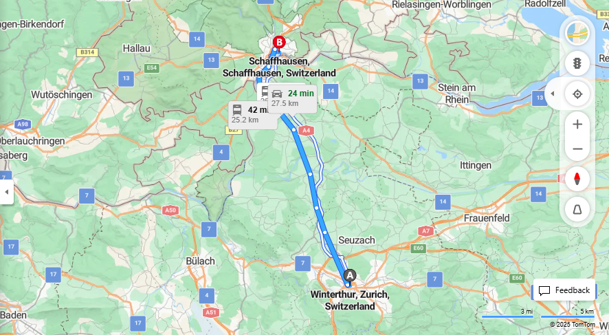 Anreise von Winterthur Zu Schaffhausen Über 

S12


