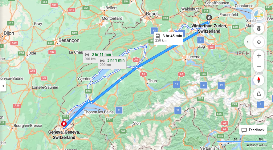 Anreise von Winterthur Zu Geneva Über 

IC1


