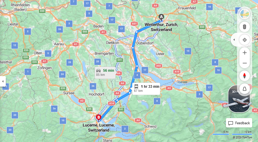 Anreise von Winterthur Zu Lucerne Über 

IR75


