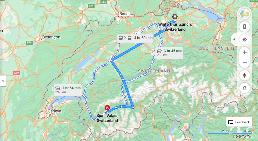 Anreise von Winterthur Zu Sion Über 

IC8

IR95


