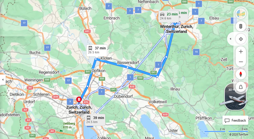 Anreise von Winterthur Zu Zurich Über 

S24


