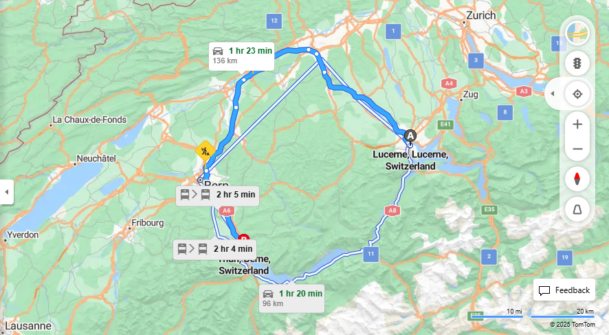 Anreise von Lucerne Zu Thun Über E35, E25·Toll on route