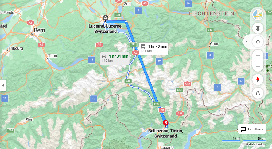 Anreise von Lucerne Zu Bellinzona Über 

IC21


