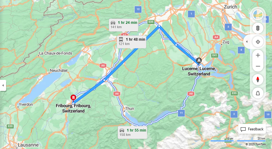 Anreise von Lucerne Zu Fribourg Über 

IR15

2


