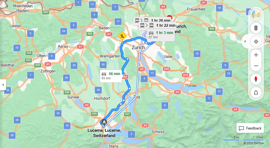 Anreise von Lucerne Zu Winterthur Über a14, E41·Toll on route