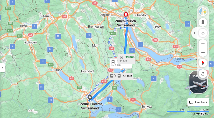 Anreise von Lucerne Zu Zurich Über 

IR70


