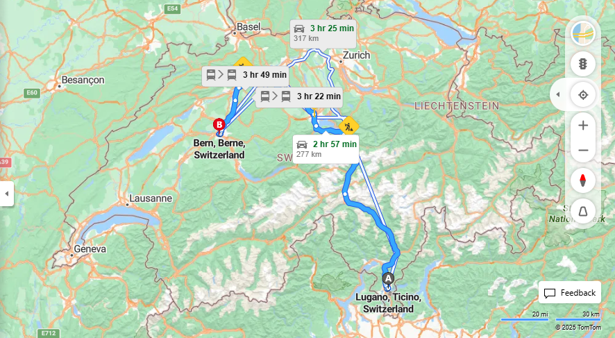 Anreise von Lugano Zu Bern Über E35, E25·Toll on route