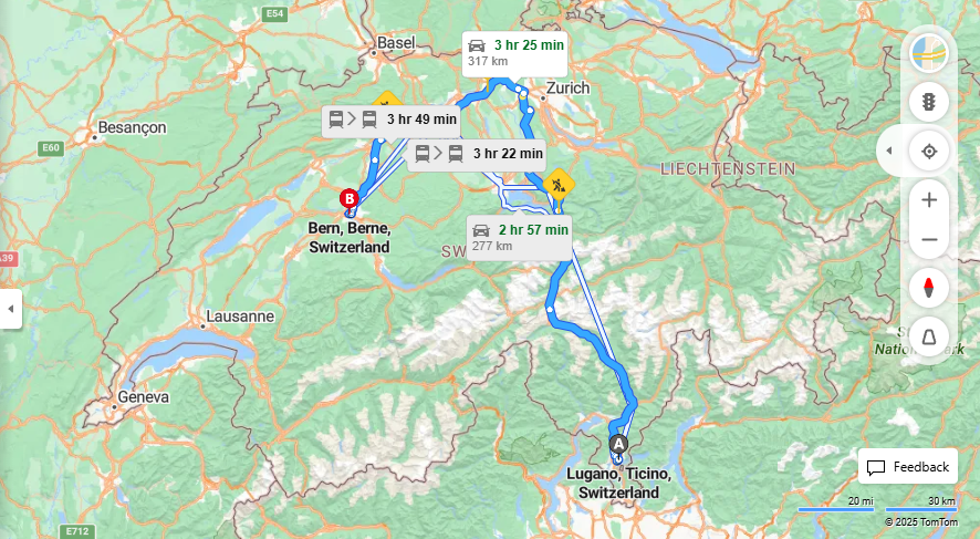 Anreise von Lugano Zu Bern Über E35, E41·Toll on route