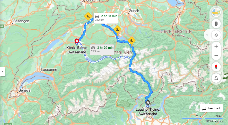 Anreise von Lugano Zu Köniz Über E35, E25·Toll on route