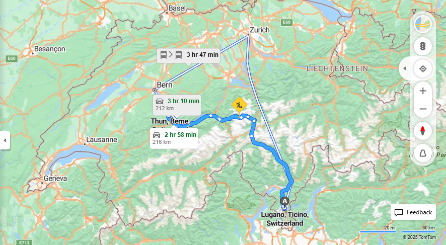 Anreise von Lugano Zu Thun Über E35, 11·Toll on route
