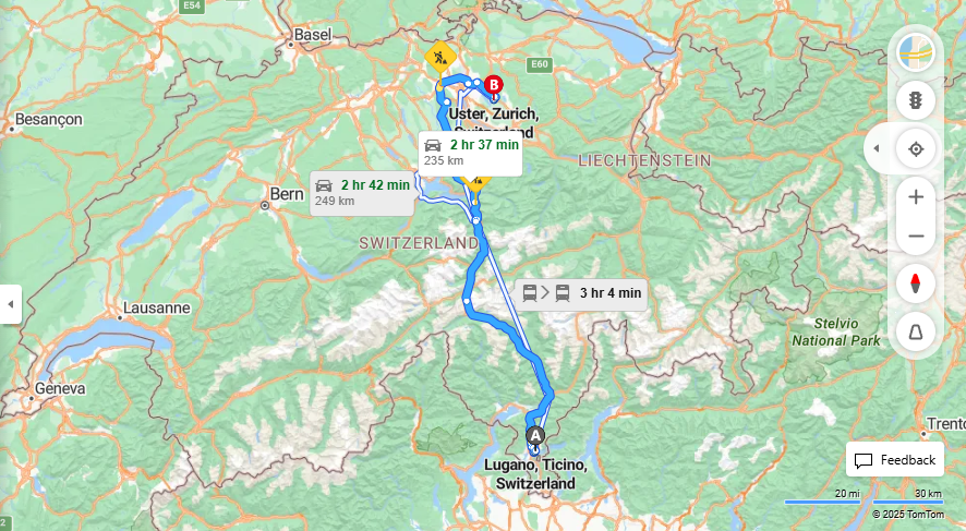 Anreise von Lugano Zu Uster Über E35, E41·Toll on route